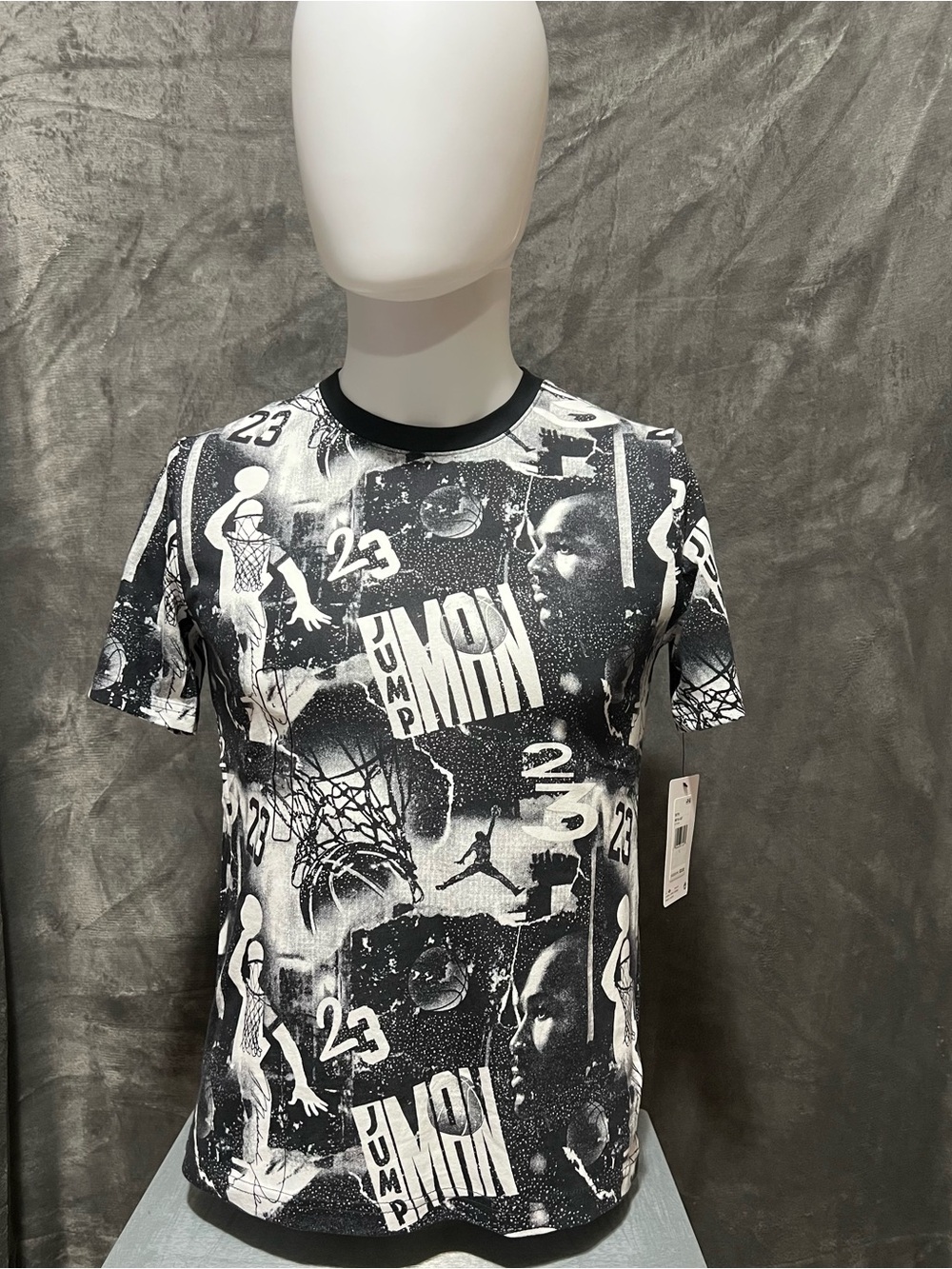 Boys Jordan JumpMan Black & White All-Over Basketball Graphic Tee Boys L